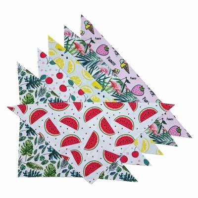 China Sustainable Wholesale Palm Trees Flamingos Pet Triangle Scarf Custom Fruit Dog Cat Bandanas For Medium Small Pets for sale