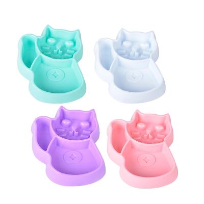 China Automatic Pet Feeders Creative Non-Slip Portable PP Cute Cat Shape Bowl Dog Bowls Water Bowls Supplies for sale