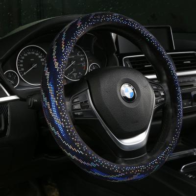 China Fiber Luxury Universal Super Car Steering Wheel Cover With Diamond Decoration for sale