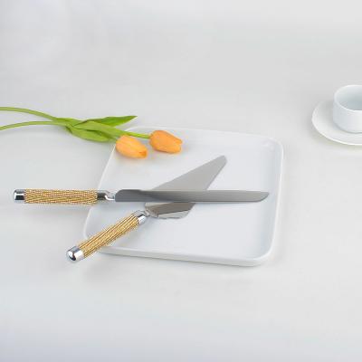 China Home luxury wedding stainless steel bar hotel restaurant gold cake knife and server shovel set wholesale antique cutter for sale