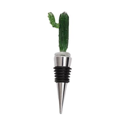 China Gold creative zinc alloy bottle accessories home bar hotel restaurant bar cactus reusable wine stopper for sale