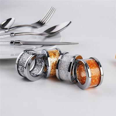 China New Collection Country Weddings Rhinestone Brooch Silver Crystal Napkin Rings for sale