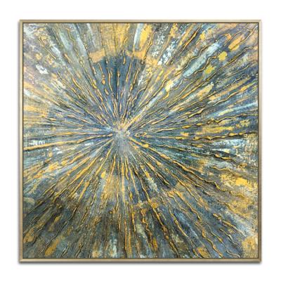 China Art Decoration Wall Hand Painted Abstract Oil Painting in Blue Color Woth Gold Foil Silver Abstract Painting for sale