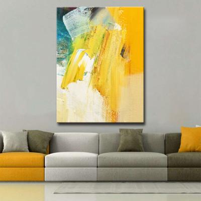 China Modern Art Table Decorative Oil Painting Abstract Blue Yellow Color Abstract Painting for sale