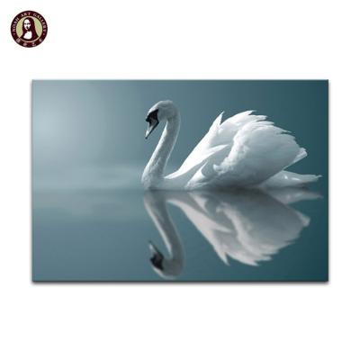 China Wholesale Modern Hd Wall Art Stretched Canvas Prints Beautiful Animal Oil Painting Swans In The Water for sale