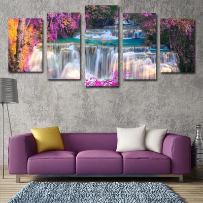 China HD Modern Abstract Decoration Art 5 Panels China Landscape Wall Canvas Print Painting for sale