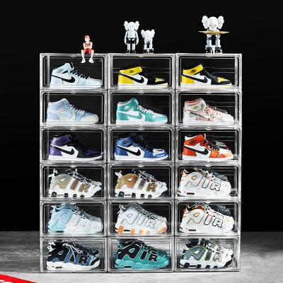 China Amazon Amazon Side Open Door Regular Stackable Shoe Box Viable Hot Selling Magnetic Clear Shoe Box for sale