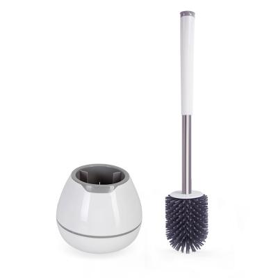 China Sustainable Household Bathroom Silicone Plastic Toilet Bowl Brush Tpr Toilet Brush Holder Set for sale