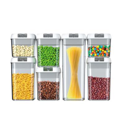 China Stocked 7 Pieces Set Kitchen Food Storage Box Plastic Clear Airtight Container Set With Lids For Pantry Organization for sale