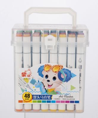 China 220-36 Fineliner Marker Pen Double Ended Dual Tip Indelible Non-Toxic Painting Twin Heads 80 Color Art Drawing Alcohol Marker Pen Set for sale