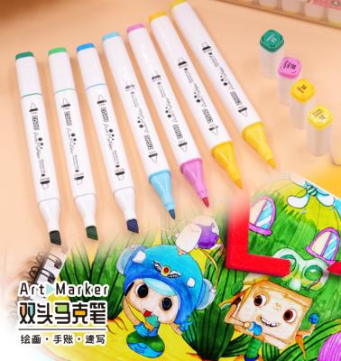 China Alcohol Based Painting 222-24 Dual Tip Marker Pen 80 Colors Square/Triangle Shape Twin Marker Art Sketch Drawing Permanent Marker Pen for sale