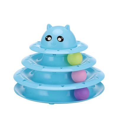 China Sustainable Way Toy Plastic Cute Style Pet Toy Three Layer Cat Ball Interactive Supplies Colorful Pet Toy for sale