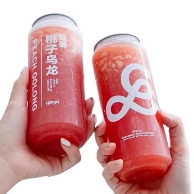 China Simple Wholesale Custom LOGO 300ml 500ml PET CanTransparent Empty Plastic Soft Drink Box With Ring Pull Lid for sale