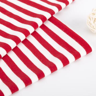 China High Quality And Sustainable Soft Striped Fabric Fabric Manufacturer Knit Red White Striped Fabric zu verkaufen