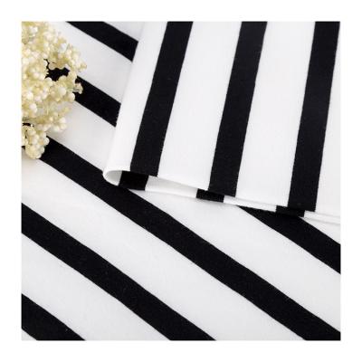 China Sustainable Wholesale Knit Spandex Fabric Striped Black And White Striped T-shirt 95 Cotton 5 Spandex Fabric à venda