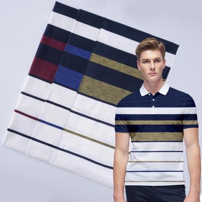 China Direct Selling Viable Custom Factory Auto Striped Single Tank Top Knit Yarn Dye Mens T-shirt Cotton Fabric for sale