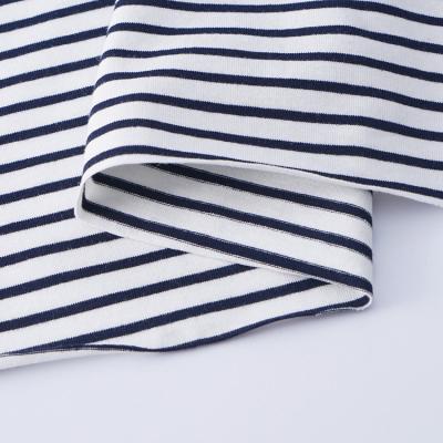 China Custom Stretch Fabric Woman Shirts Cotton Tank Top Knit Yarn Dyed T-shirt Tank Top Stripe Fabric à venda