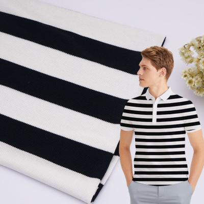 Китай Double Faced High Quality Double Yarn Knitted 100% Modal Striped Pique Polo T-Shirt Black And White Material продается