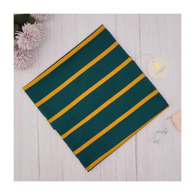 China Fabric Supplier 100 Cotton Pique Breathable Striped Professional Striped Polo Fabric Yellow Greens Knit Fabric for sale