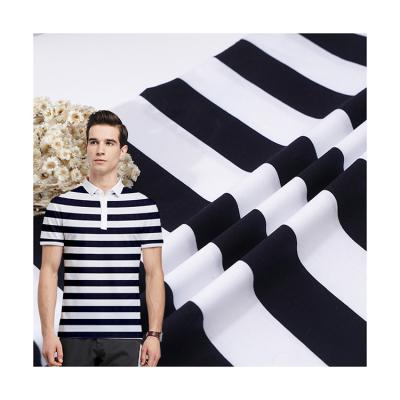 China Breathable Fabric Chinese Supplier Mercerized Cotton 100% Single Yarn Dyed Striped Fabric Knit Jersey Fabric for sale