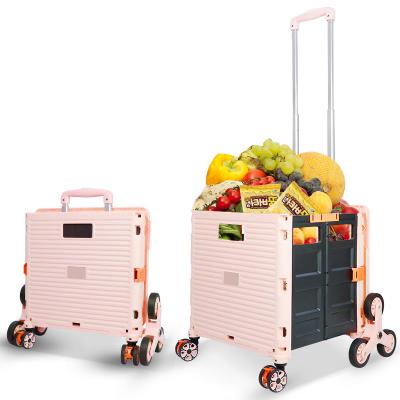 China OEM ODM Eco-Friendly Foldable Vegetable Cart Design Saves Space Grocery Cart With Wheels for sale