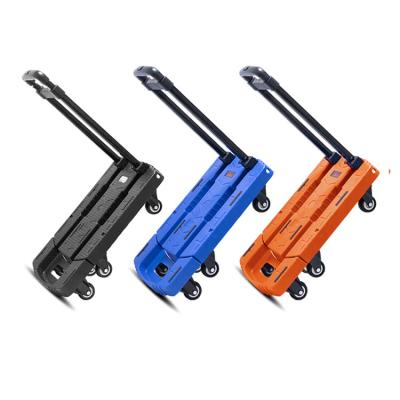 China Large Capacity 6 Wheels Small Folding Plastic Folding Shopping Cart Platform Portable Hand Truck for sale