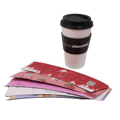 China Recycled Materials Wholesale Disposable Take Away Cup Holders Coffee Paper Cup Hot Sleeve For 8oz 12oz 16oz for sale