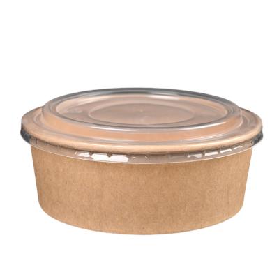 China 500ml-1300ml Disposable Round Kraft Paper Salad Bowl for sale