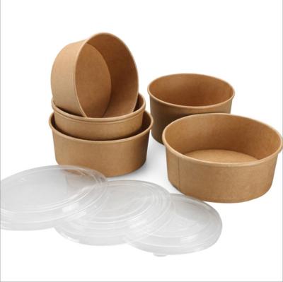 China White Logo Printed Disposable Salad Paper Bowl With Lids Hot Paper Soup Bowls for sale