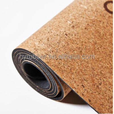 China Non-Toxic Non-Slip Black Natural Rubber Eco-Friendly Anti-Slip Cork Yoga Mat for sale