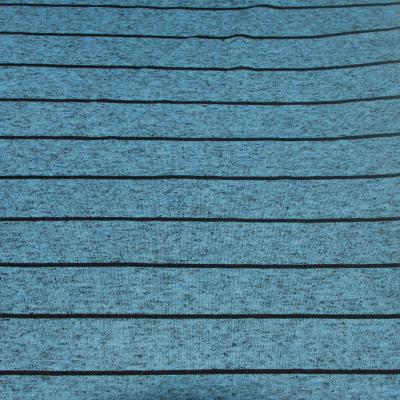 China Sustainable Blue Blend Stripes Poly Canvas Rayon Fabric Single Jersey Knit Fabric For T Shirt Skin Friendly Dyed for sale