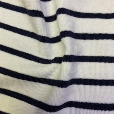 China Baby Organic Wholesale Fabric Cotton Spandex White Striped Sweater Knit Rib Fabric for sale