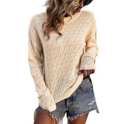 China Other Drizzle cross-border women's sweater for Summer 2022 new Amazon sweater top with crew neck hollowed-out for sale