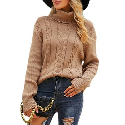 China Other Europe and America solid color lapel bottomed knitwear cross-border 2022 autumn and winter new Amazon vintage twist sweater wome for sale