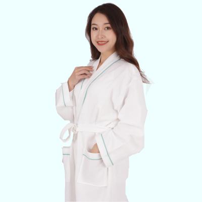 China 100% Luxury White Star Hotels Waffle Bathrobe Cotton QUICK DRY Collar Kimono Bathrobes Plus Size Spa Customizable for sale