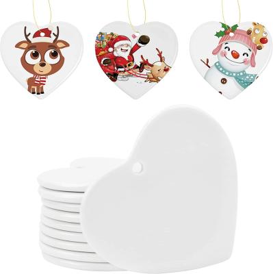 China Popular Ceramic Christmas Gift Sublimation Blank Christmas Ornaments Personalized Sublimation Pendant Blank for sale