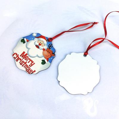 China Popular Square Shape Xmas Pendants Christmas MDF Blank Sublimation Christmas Gift Hanging Pendant for sale