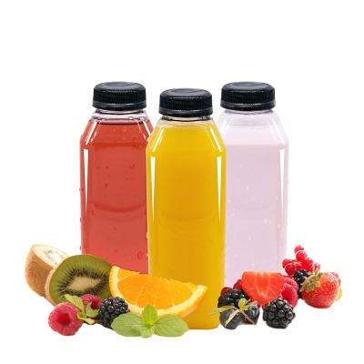 China Personal Care Customized Empty Disposable Water Juice Plastic Bottle 250/350/450Ml Transparent Flat Square Food Grade Beverage for sale