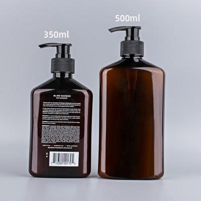 China Wholesale Price 350ml 500ml Personal Care Shampoo Flat Bottle Cosmetic PET Lotion Shower Gel Subbottling Bottle for sale