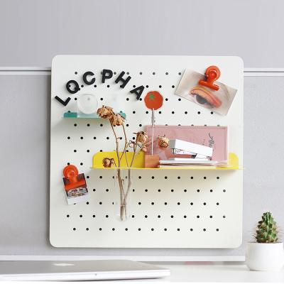 China Wholesale DIY Living Room Stationery Storage Rack Table Pegboard Metal Desk Organizer for sale