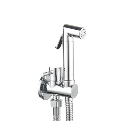 China Modern High Quality Brass Toilet Bidet Sprayer With Faucet Diverter Hot Cold Water Shattaf Bidet Set for sale