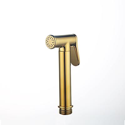 China Golden Whole Brass High Pressure Shattaf Sprayer Diaper Sprayer Shinning Modern Personal Hygiene Handheld Bidets Cleansing Device for sale