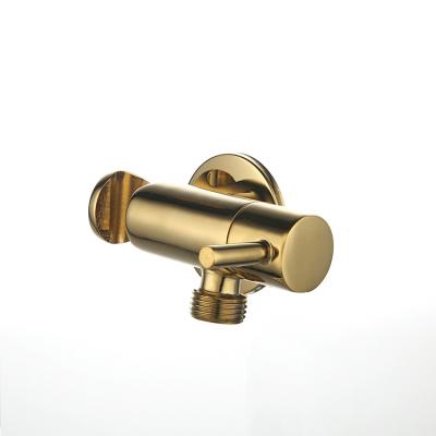 China High quality modern brush gold t-valve for shattaf wall mounted brass bidet set valve for sale