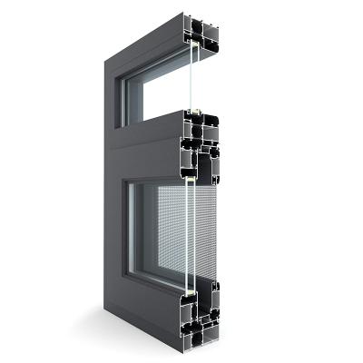 China door & Double Glazed Window And Door Frame Aluminum Building Tempered Glass Window Profile for sale