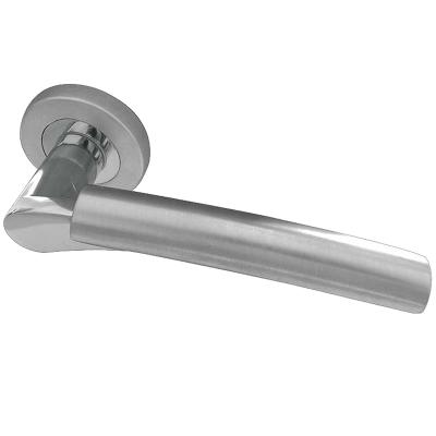 China Push On Rose Design Aluminum Door Handle On Rose Satin Chrome Polished Chrome Finish Double Round Door Handle for sale