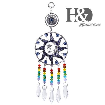 China Minimalist H&D Lucky Turkish Blue Evil Eye Suncatcher Rainbow Maker Drop Prisms Window Wall Moon&Star Decor Ornament Hanging Gift for sale