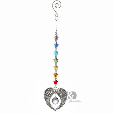 China Handmade H&D Chakra Crystal Guardian Angel Glass Rainbow Maker Collection with Crystal Ball Hangings Suncatcher for Window for sale