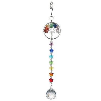 China Minimalist H&D Crystal Prism Ball Suncatcher Rainbow Chandelier Decor Chakra Window Garden Tree of Life Hanging Ornament Pendant for sale