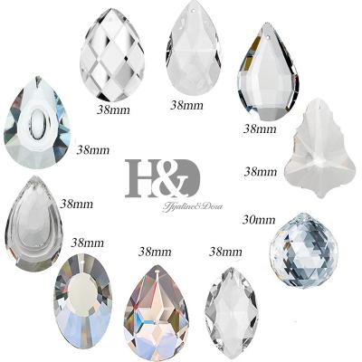 China Modern Crystal Chandelier Crystal Pendants Suncatcher Hanging Sector Crystal Suncatchers H&D Teardrop Prisms Set of 10 for sale