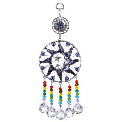 China Minimalist H&D Lucky Turkish Blue Evil Eye Suncatcher Rainbow Maker Drop Ball Window Wall Moon&Star Decor Ornament Hanging Home Decoration for sale